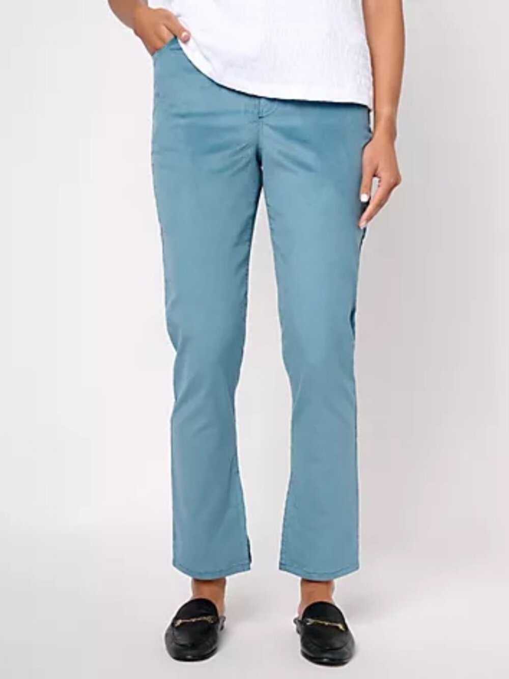Denim & Co. Adaptive Slim Straight Corduroy Pant Bluestone Size 10